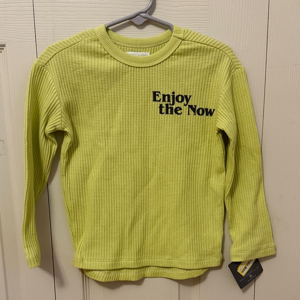 NWT Grayson Mini toddler boy waffle knit Long Sleeve Tee in lime color size 4T